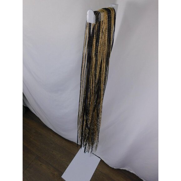 Beaded Fringe Scarf Womens One Size Black Gold Multi Strand Seed Bead Lariat - Picture 4 of 10